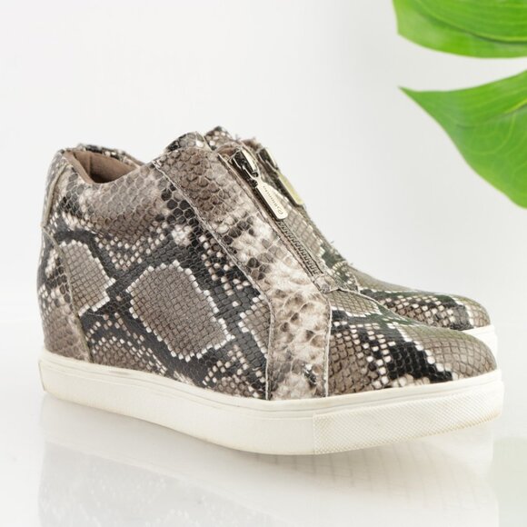 Blondo Womens Glenda Boot Size 7 Waterproof Brown Black Python Wedge Heel Bootie - Picture 8 of 12